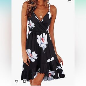 Floral Wrap Dress with Adjustable Spaghetti Straps